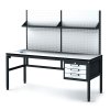 antistaticky dilensky esd stul s perfopanelem a policemi 3 zasuvkovy box na naradi 1800x800x745 985 mm 35238