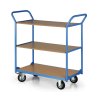 policovy vozik 3 police 450x700 mm kola 125 mm s cernou pryzi 34134