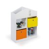 Dětský regál s textilními boxy a knihovnou HOUSE PLUS, bílý