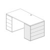 Kancelářský zásuvkový díl BLOCK Wood, nízký, 4 zásuvky, dub přírodní