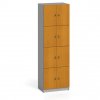 Dřevěná šatní skříňka s úložnými boxy, 8 boxů, 2x4, šedá / třešeň