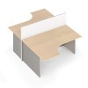 Rohový kancelářský stůl PRIMO s paravanem, magnetická tabule, 2 místa, šedá/bříza