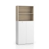 kancelarska policova skrin 2 dverova segment uzamykatelna 4 police 840 x 370 x 1880 mm bila dub prirodni 24001