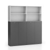 dvojita kancelarska policova skrin 2 dverova segment uzamykatelna 8 polic bila grafitova 23996