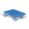 plastovy vozik s mrizkou na prepravky 600x400 mm 250 kg gumova kola modra 105743