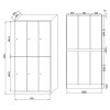 Šatní skříňka s úložnými boxy, 6 boxů, 1850 x 900 x 500 mm, kódový zámek, tmavě šedé dveře