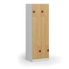 Kovová šatní skříňka Z, 4 oddíly, 1850 x 600 x 500 mm, RFID zámek, laminované dveře, buk