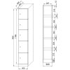 satni skrinka s uloznymi boxy 5 boxu 1850 x 300 x 500 mm cylindricky zamek laminovane dvere dub prirodni 62213