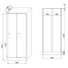 Šatní skříňka snížená, 2 oddíly, 1500 x 600 x 500 mm, otočný zámek, laminované dveře, buk
