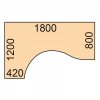 Výškově nastavitelný stůl, elektrický, 675-1325 mm, ergonomický levý, deska 1800x1200 mm, bílá podnož, bříza