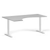 Výškově nastavitelný stůl, elektrický, 675-1325 mm, ergonomický levý, deska 1800x1200 mm, bílá podnož, šedá