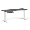 Výškově nastavitelný stůl, elektrický, 675-1325 mm, ergonomický levý, deska 1800x1200 mm, bílá podnož, grafit