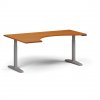 Výškově nastavitelný stůl, elektrický, 675-1325 mm, ergonomický levý, deska 1800x1200 mm, šedá podnož, třešeň