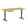 Ergonomický výškově nastavitelný stůl. 160x120 cm, 2 motory, L/P, černá podnož, buk