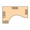 Výškově nastavitelný stůl, elektrický, 675-1325 mm, ergonomický levý, deska 1600x1200 mm, černá podnož, buk