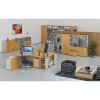 Ergonomický kancelářský pracovní stůl PRIMO GRAY, 1600 x 1200 mm, levý, šedá/buk