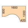 Ergonomický kancelářský psací stůl PRIMO WOOD, 160x120 cm, pravý, buk