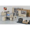 Ergonomický kancelářský pracovní stůl PRIMO GRAY, 1600 x 1200 mm, levý, šedá/dub přírodní