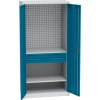 policova dilenska skrin na naradi kovos perforovany panel 2 police 2 zasuvky 950 x 500 x 1950 mm 85006