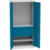policova dilenska skrin na naradi kovos 2 police 4 zasuvky perforovana 950 x 500 x 1950 mm 85007