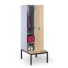 drevena satni skrinka s lavickou 2 oddily 1871 x 600 x 500 800 mm mechanicky kodovy zamek seda tresen 121054