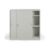 kovova skrin s posuvnymi dvermi 2 police 1200 x 1200 x 450 mm svetle seda 133190