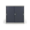 kovova skrin s posuvnymi dvermi 2 police 1200 x 1200 x 450 mm tmave seda 133193