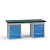 pracovni stul do dilny g8 1800 x 750 x 800 mm 2x kontejner 8 zasuvek modra 138321
