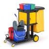 profesionalni uklidovy vozik se 6 kbeliky drzaky mopu skrinkou a pytlem s vikem 1120 710 1100 mm 144328