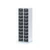 Šatní skříňka s úložnými boxy, 20 boxů, 1800 x 600 x 500 mm, cylindrický zámek, tmavě šedé dveře