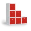 satni skrinka s uzamykatelnym boxem 400 x 400 x 400 mm cylindricky zamek oranzove dvere 37502