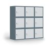 satni skrinka s uzamykatelnym boxem 400 x 400 x 400 mm cylindricky zamek tmave seda cervene dvere 41764