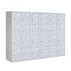 Šatní skříňka s úložnými boxy, 12 boxů, 1820 x 1140 x 500 mm, cylindrický zámek, šedé dveře