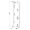 satni skrinka s uloznymi boxy 3 boxy 1800 x 380 x 450 mm demont cylindricky zamek cervene dvere 124586