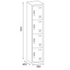 satni skrinka s uloznymi boxy 4 boxy 1800 x 380 x 450 mm demont cylindricky zamek cervene dvere 124607