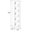 satni skrinka s uloznymi boxy 5 boxu 1800 x 380 x 450 mm demont cylindricky zamek tmave sede dvere 124617