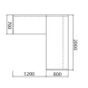Rohový kancelářský psací stůl ASSIST s přístavbou, 2000 x 1200 mm, levý, dub antracit