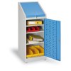 dilenska policova skrinka na naradi s pultem kovos 3 police perforovane dvere 500 x 500 x 1300 mm 23011