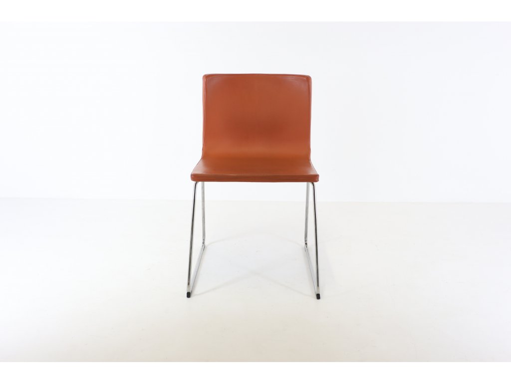 Židle konferenční, IKEA, červená/chrom, kůže