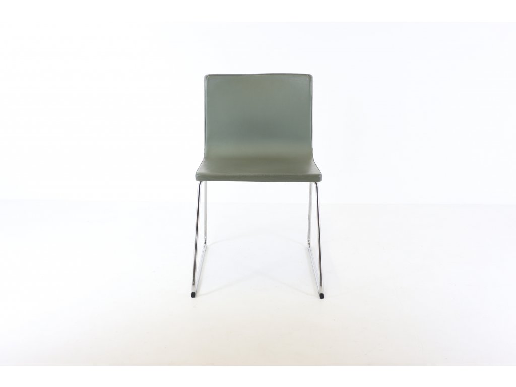 Židle konferenční, IKEA, tm.zelená/chrom, kůže