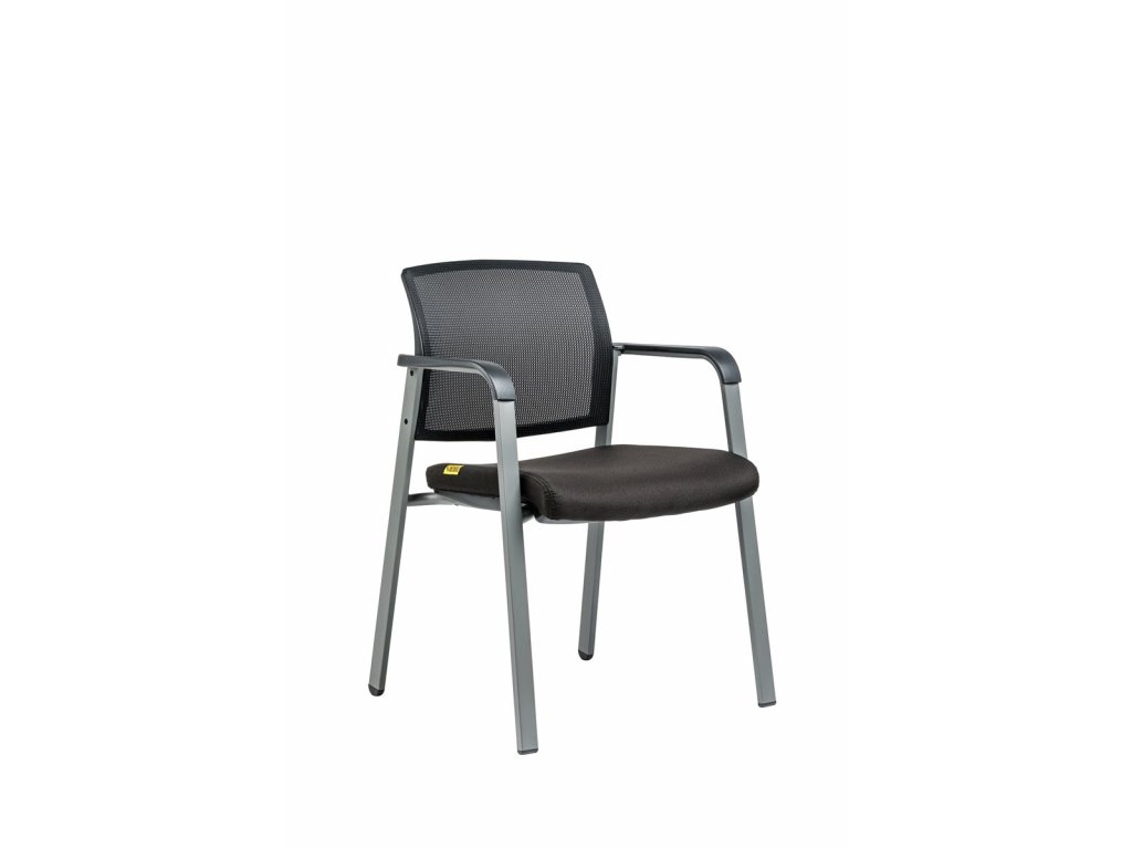 Konferenční židle, Miro 4L, černá/tm.šedá, síť, područky