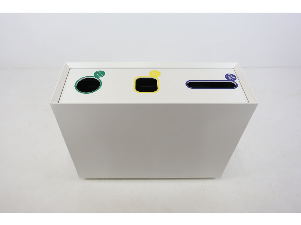 Recyklační box, v75x95x32, kov-bílá