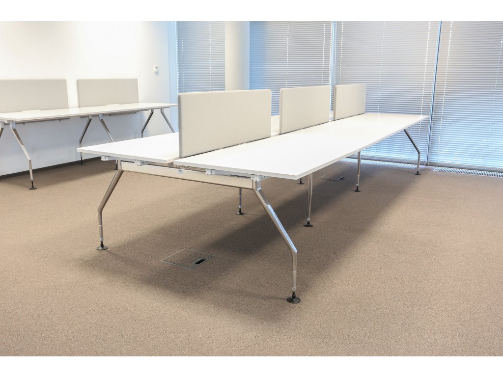 Stůl 6-pracoviště, Vitra AD-HOC, 420x160, bílá/chrom