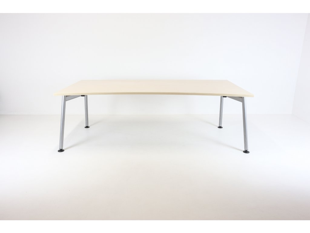 Stůl, Haworth, 200x100, rovný, oblouk, 4x A-noha, rám, javor/šedá