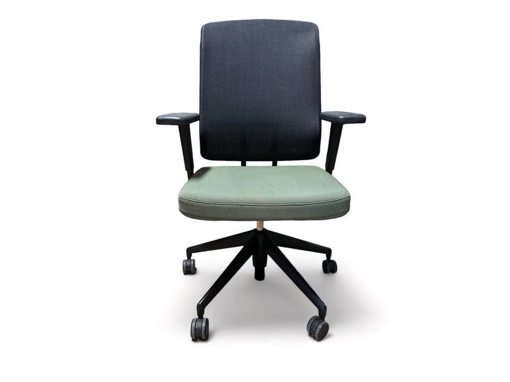 Židle kancelářská, Vitra - AM chair, zelená/černá záda, síť, područky