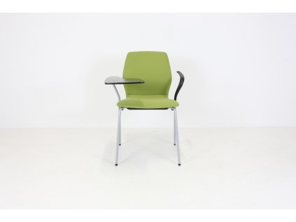 Židle konferenční, Bene, zelená/šedá, područky, stolek černý