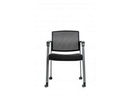 Konferenční židle, Miro MC, černá/tm.šedá, síť, područky, kolečka
