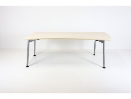 Stůl, Haworth, 200x100, oblouk P, 4x A-noha, rám, javor/šedá