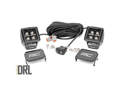 led lights 2 square amber drl spot rough country black series