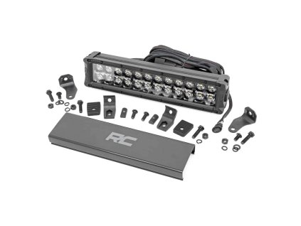 led light bar 12 dual row white drl spotflood rough country black series
